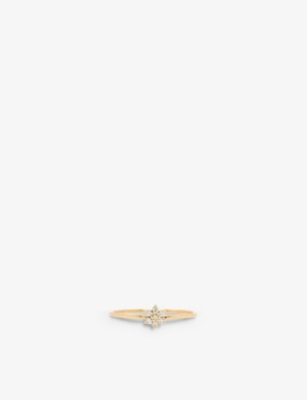 The Alkemistry Womens Yellow Gold Zoe Chicco Flower 14ct Yellow-gold And 0.07ct Diamond Ring