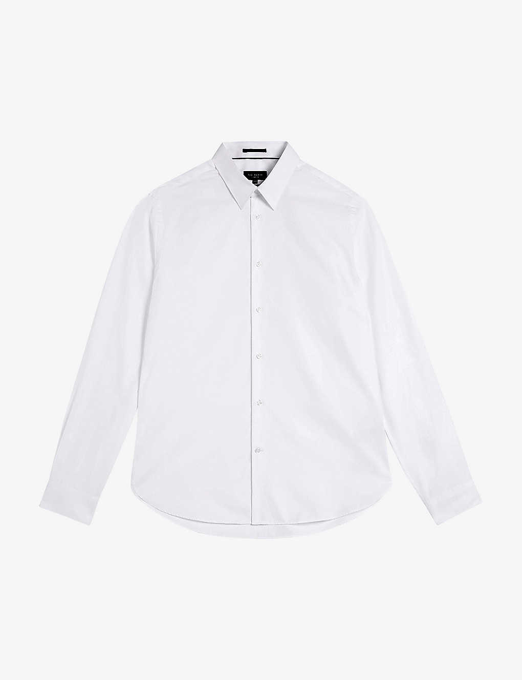 Ted Baker Mens White Haless Textured-stripe Cotton Shirt