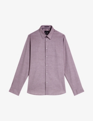 Ted Baker Sorelss Textured Dot Button Up Shirt In Pale Purple
