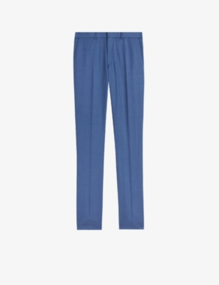 Ted Baker Mens Blue Camdets Slim-fit Mid-rise Wool Suit Trousers