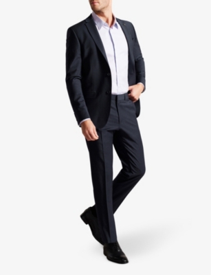 Shop Ted Baker Men's Vy Forbyts Regular-fit Straight-leg Stretch Wool-blend Trousers In Navy