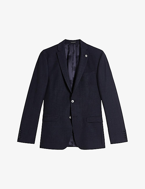 TED BAKER: Forbyjs puppytooth-texture stretch wool-blend blazer