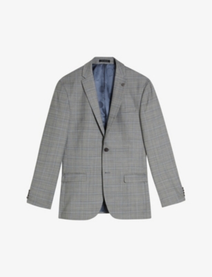 TED BAKER: Elgoljs regular-fit checked stretch-wool jacket