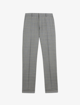 TED BAKER: Elgots checked straight-leg stretch-wool trousers