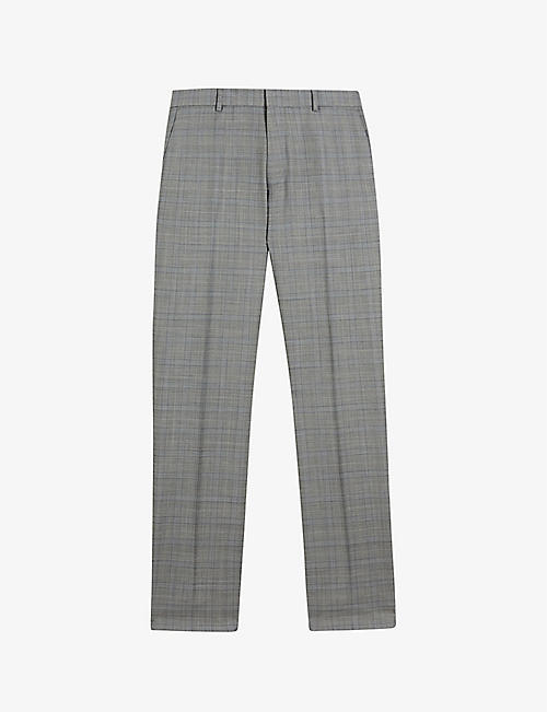 TED BAKER: Elgots checked straight-leg stretch-wool trousers