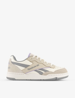 REEBOK REEBOK WOMEN'S WHITE PURE PURPLE BB 4000 II LEATHER AND SUEDE LOW-TOP TRAINERS,66447338