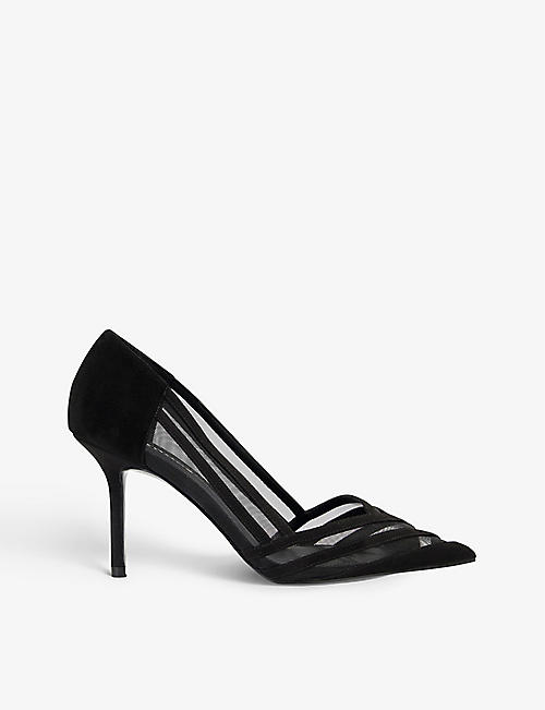 DUNE: Axis mesh-panelled suede heeled courts