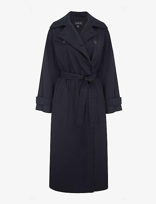 ALIGNE: Gilda belted double-breasted stretch-organic cotton trench coat