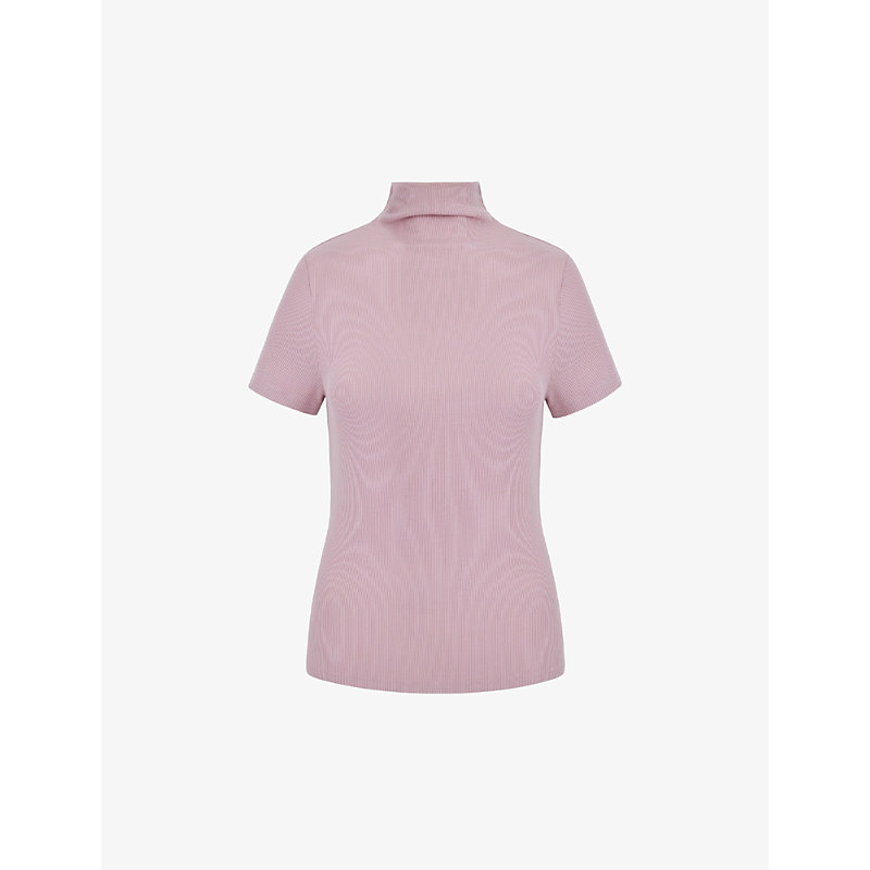 Aligne Womens Pink Happy Ribbed High-neck Stretch-woven Top