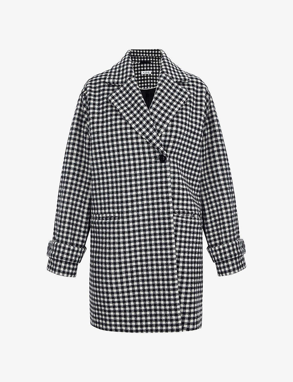 ALIGNE ALIGNE WOMENS CHECK HENRY CHECKED DOUBLE-BREASTED RECYCLED POLYESTER-BLEND COAT,65781044