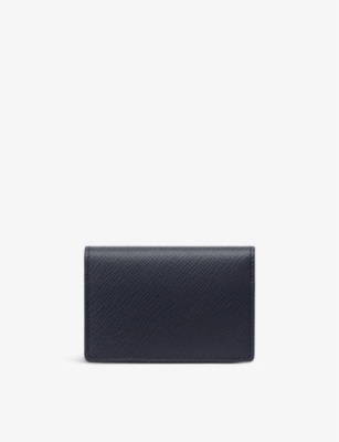 Smythson Navy Panama Leather Passport Cover Wallet