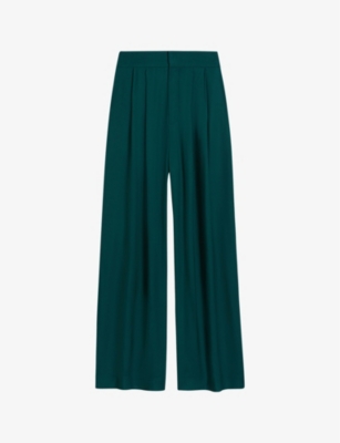 Ted Baker Krissi Wide Leg Pants In Dark Green