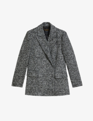 Ted Baker Womens Black Oversized Double-breasted Woven Blazer Coat