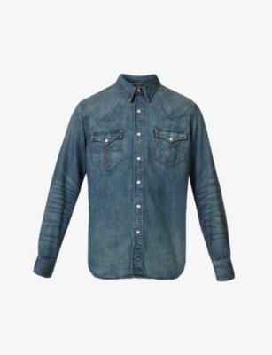 RRL - Buffalo Western flap-pocket denim shirt | Selfridges.com