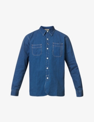 Rrl Polka-dot Patterned Patch-pocket Cotton Shirt In Indigo | ModeSens