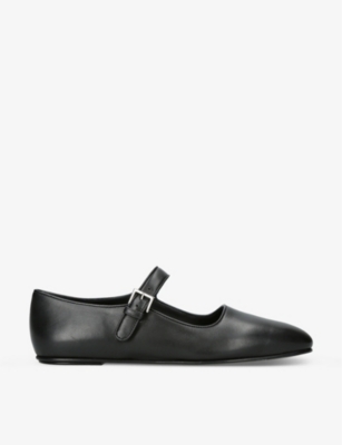 The Row Boheme Leather Mary Jane Ballet Flats In Black