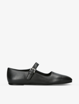 Shop The Row Womens Black Ava Mary-jane Leather Ballet Flats