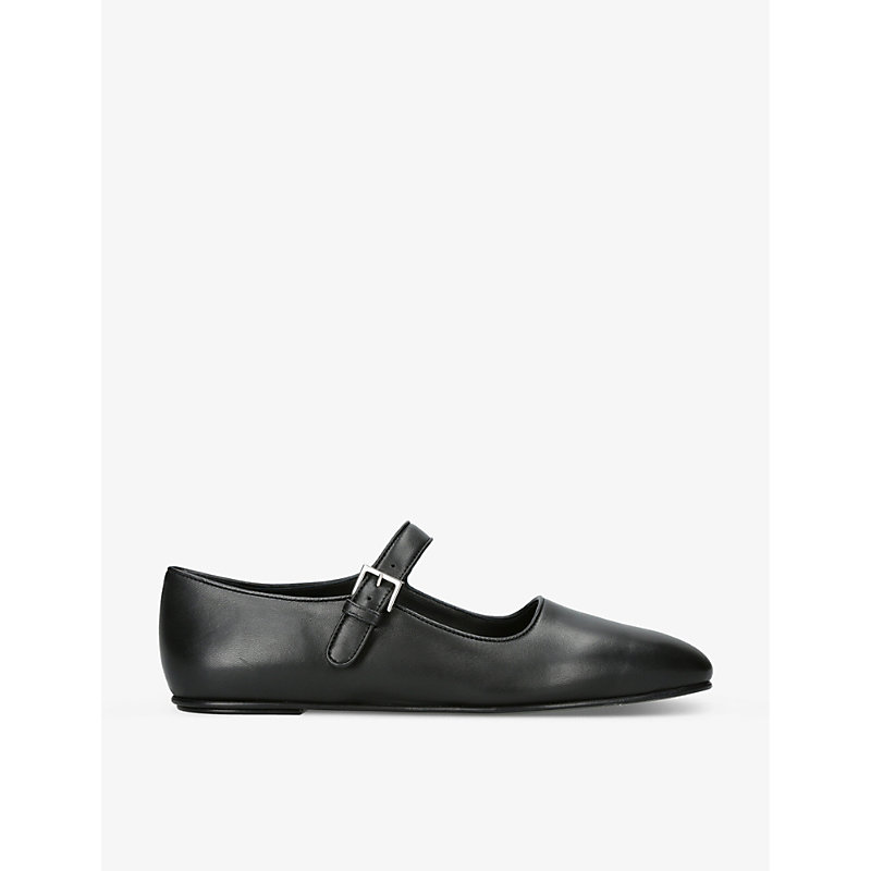 Shop The Row Ava Mary-jane Leather Ballet Flats In Black