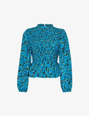 Whistles Farfalle Floral-print Woven Blouse In Multi-coloured
