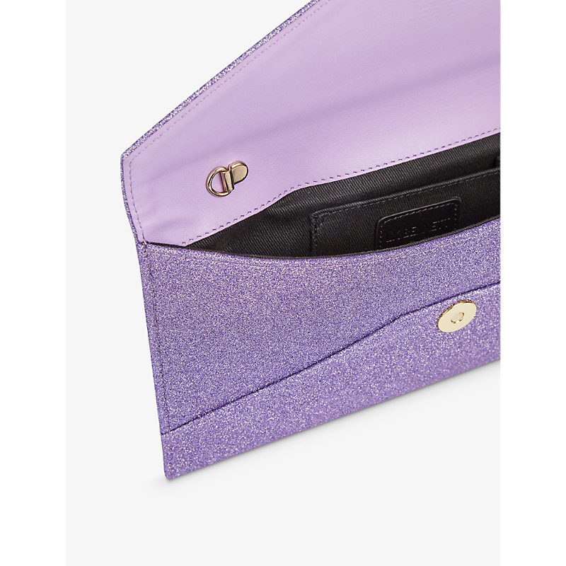 Shop Lk Bennett Womens Pur-lavender Kendall Glitter Envelope-shape Woven Clutch