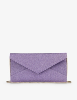 LK BENNETT: Kendall glitter envelope-shape woven clutch