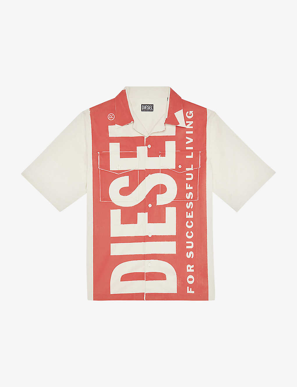 Shop Diesel Men's 1ab S-mac-22 Logo-print Cotton-twill Shirt