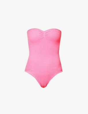 Hunza G Womens Bubblegum Brooke Seersucker Swimsuit