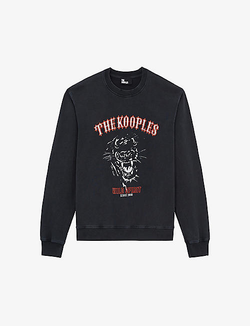 THE KOOPLES: Tiger screen print logo cotton-jersey sweatshirt