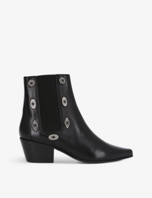 The Kooples Womens Bla01 Stud-embellished Pointed-toe Leather Ankle Boots In Black