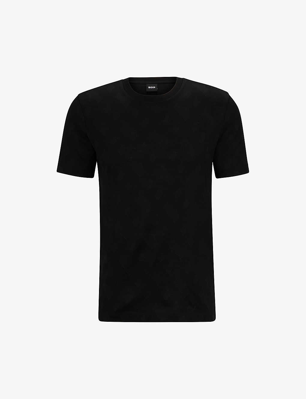 Hugo Boss Tiburt Short-sleeved Round-necked T-shirt In Black