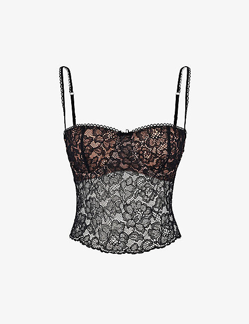 HOUSE OF CB: Jacinta floral stretch-lace cami top