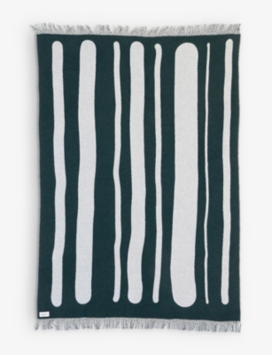 RAAWII: Brush fringed wool and cashmere blanket 200cm x 135cm