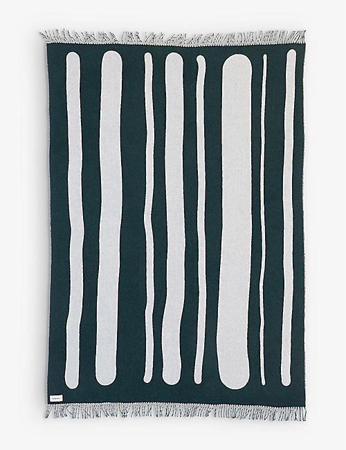 RAAWII: Brush fringed wool and cashmere blanket 200cm x 135cm