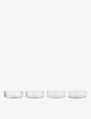Ferm Living Clear Ripple Glass Serving Bowls Set Of Four In Clear