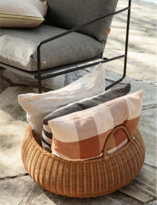 Ferm Living Brown Braided Low Rattan Basket 32cm In Brown