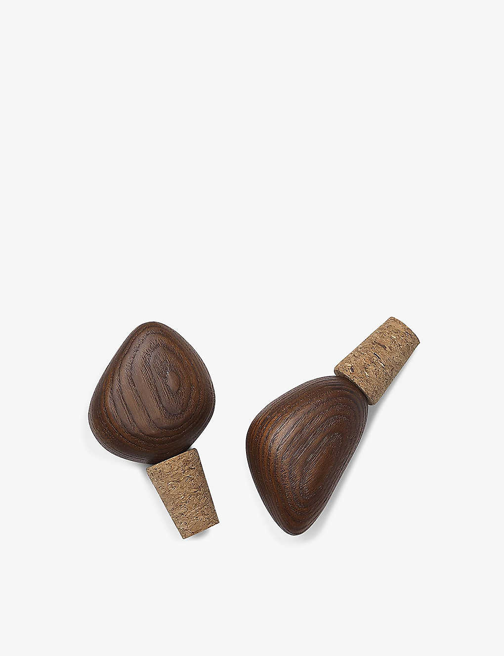 Ferm Living Brown Cairn Wooden Wine Stoppers Set Of Two