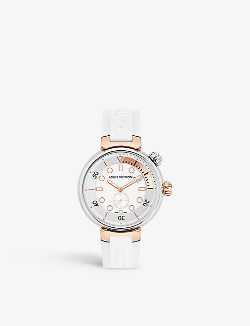 LOUIS VUITTON: Tambour Street Diver 18ct rose-gold, stainless-steel and rubber quartz watch