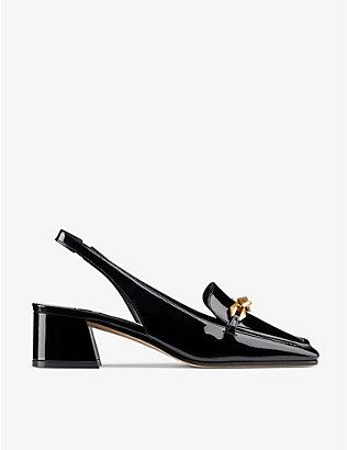 JIMMY CHOO: Diamond Tilda 45 leather heeled loafers