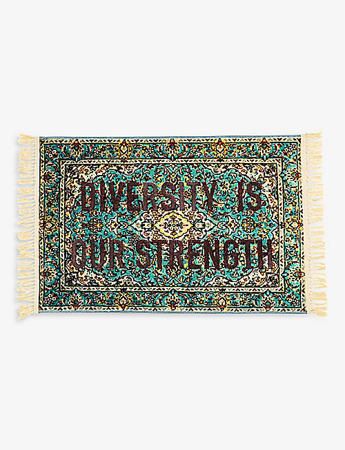 SELETTI: Loredana Longo Diversity Is Our Strength woven rug 120cm x 80cm