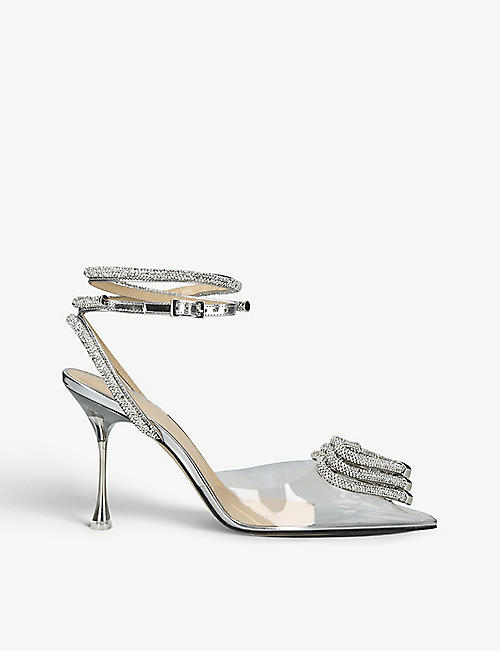 MACH & MACH: Triple Heart crystal-embellished PVC heeled sandals