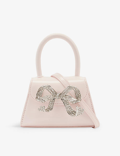 SELF-PORTRAIT: The Bow diamanté-embellished leather cross-body kids' bag
