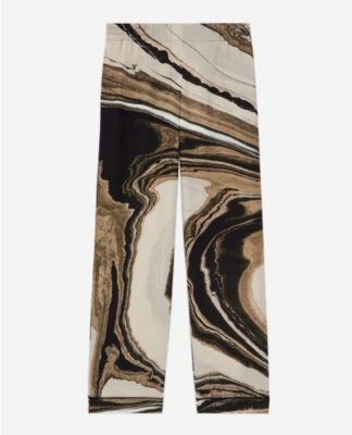The Kooples Silk Marble Print Trousers In Bei16