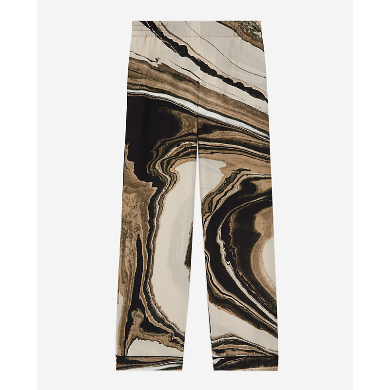 The Kooples Silk Marble Print Pants In Bei16