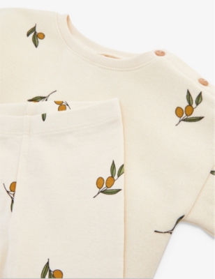 Shop Organic Zoo Olive Graphic-print Organic-cotton Two-piece Set 6 Months-4 Years