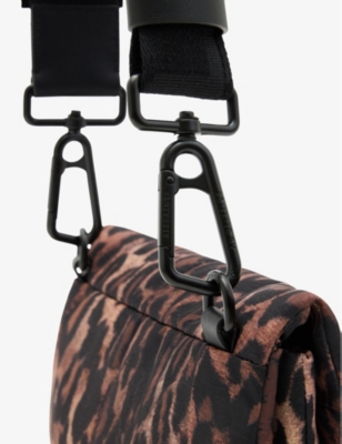 Shop Allsaints Women's Leopard Brown Ezra Nylon Cross-body Bag