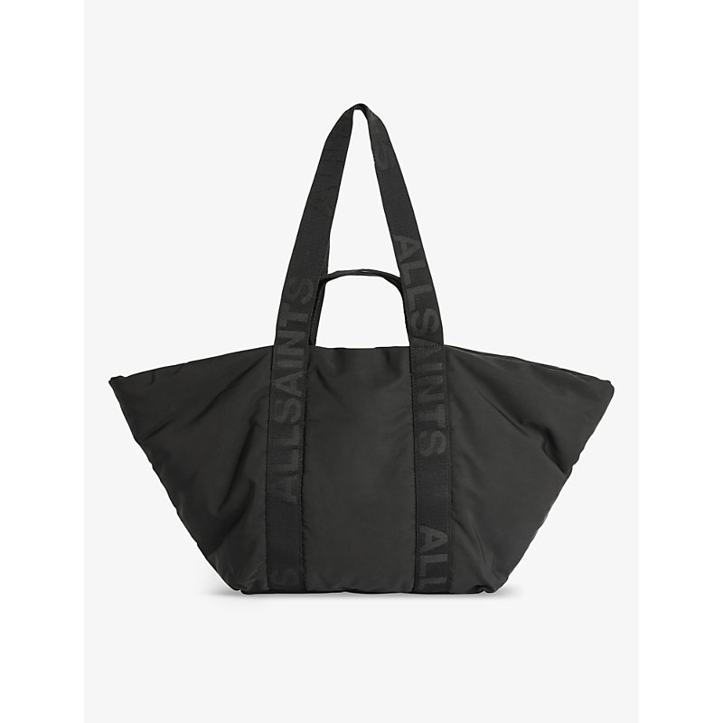 Allsaints Esme Jacquard-strap Recycled-polyester Tote Bag In Black