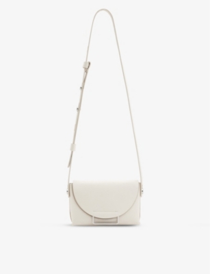 Allsaints Womens Desert White Francine Branded-hardware Leather Crossbody Bag