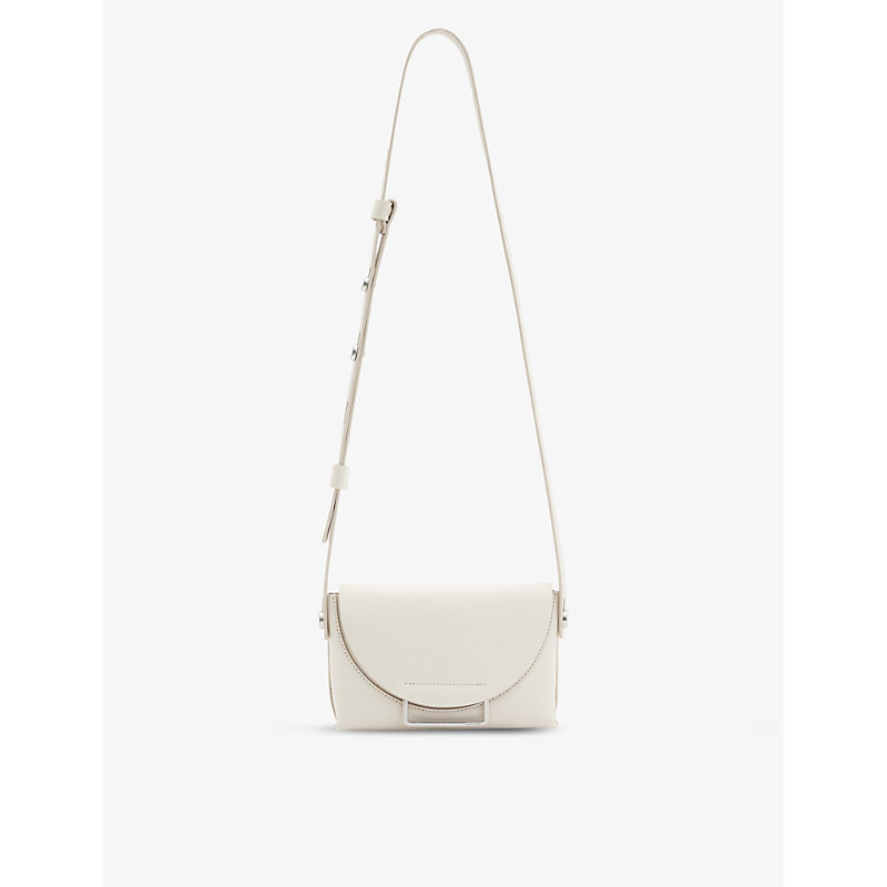 Allsaints Womens Desert White Francine Branded-hardware Leather Crossbody Bag