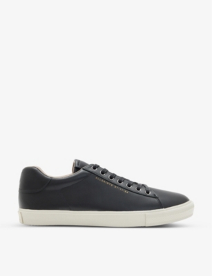 Allsaints Brody Branded Leather Low-top Trainers In Black