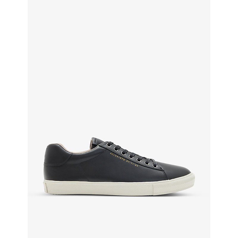 Allsaints Brody Branded Leather Low-top Trainers In Black